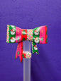 cristmas retro green & red straw topper bow #124