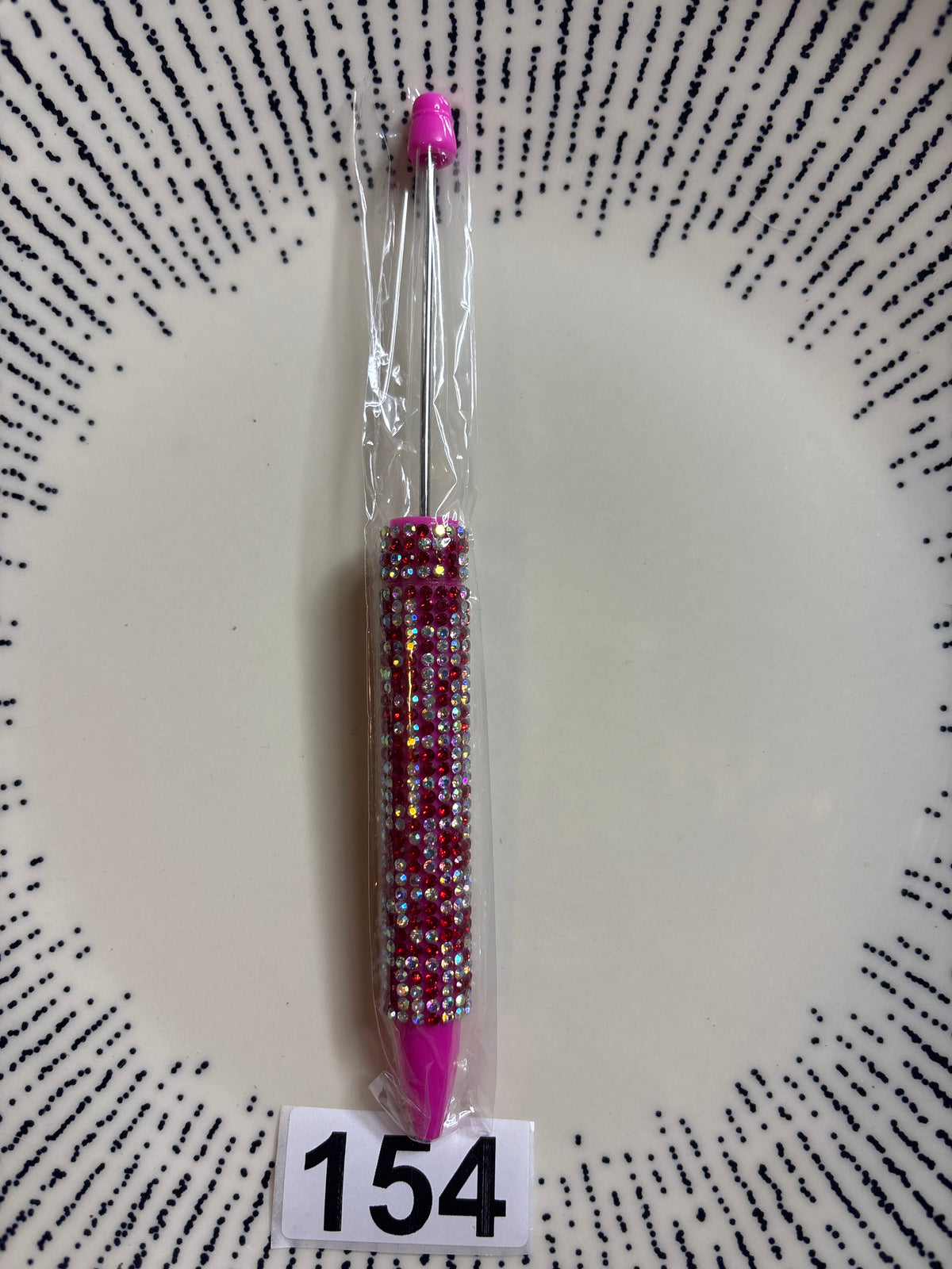 red/ silver & pink rhinestone beadable pen#21