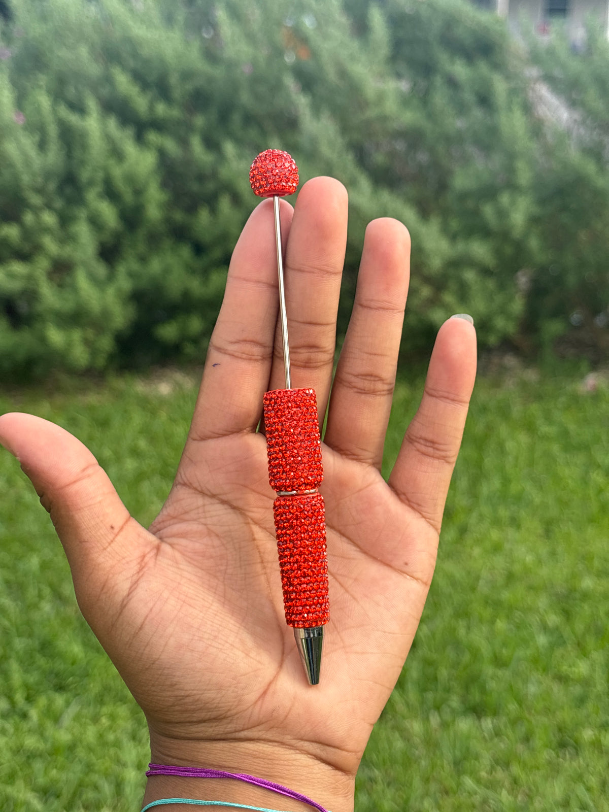 Dark orange  beadable rhinestone pen #65