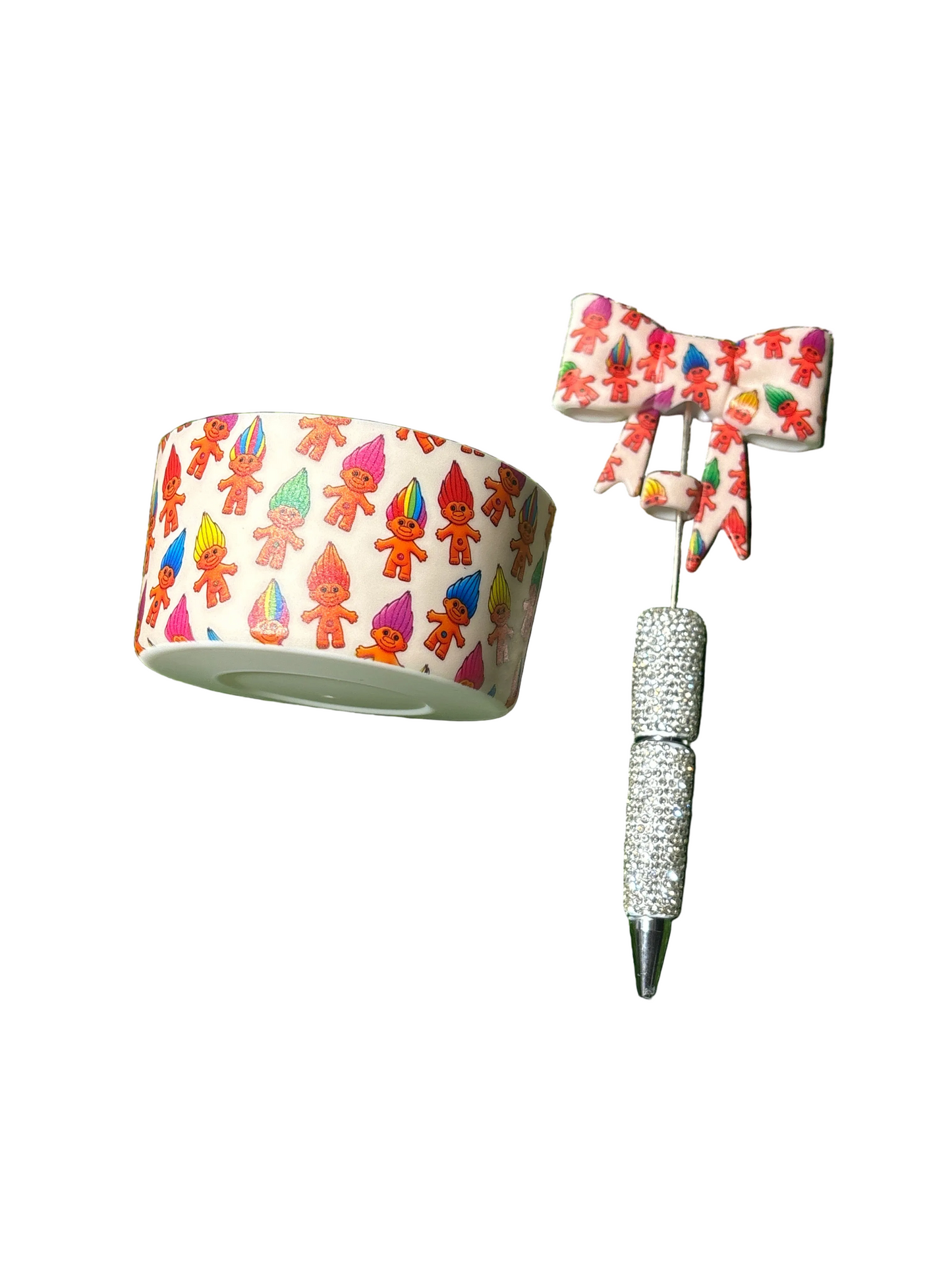 Trolls cup boot/ straw topper pen set