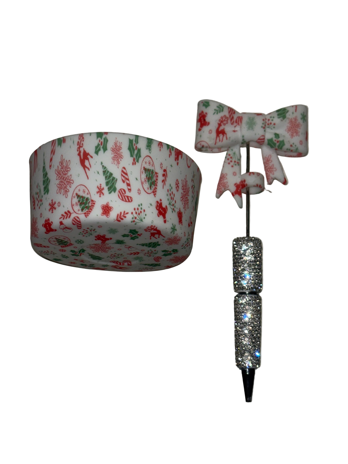 Christmas cup boot/ straw topper pen set