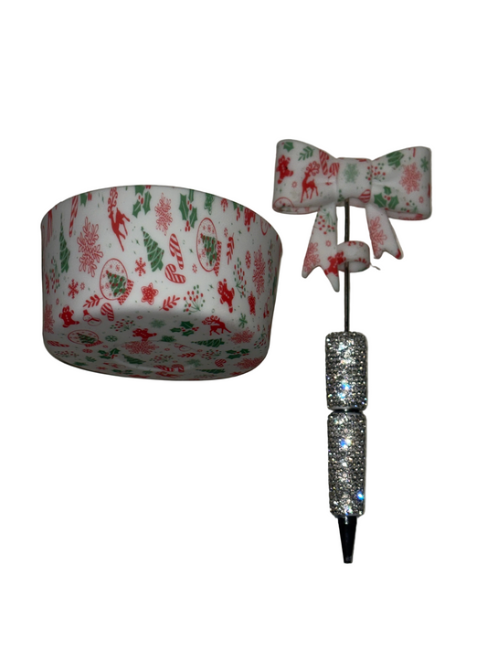 Christmas cup boot/ straw topper pen set