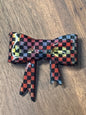 Red& gold , black checkered silicone bow#43