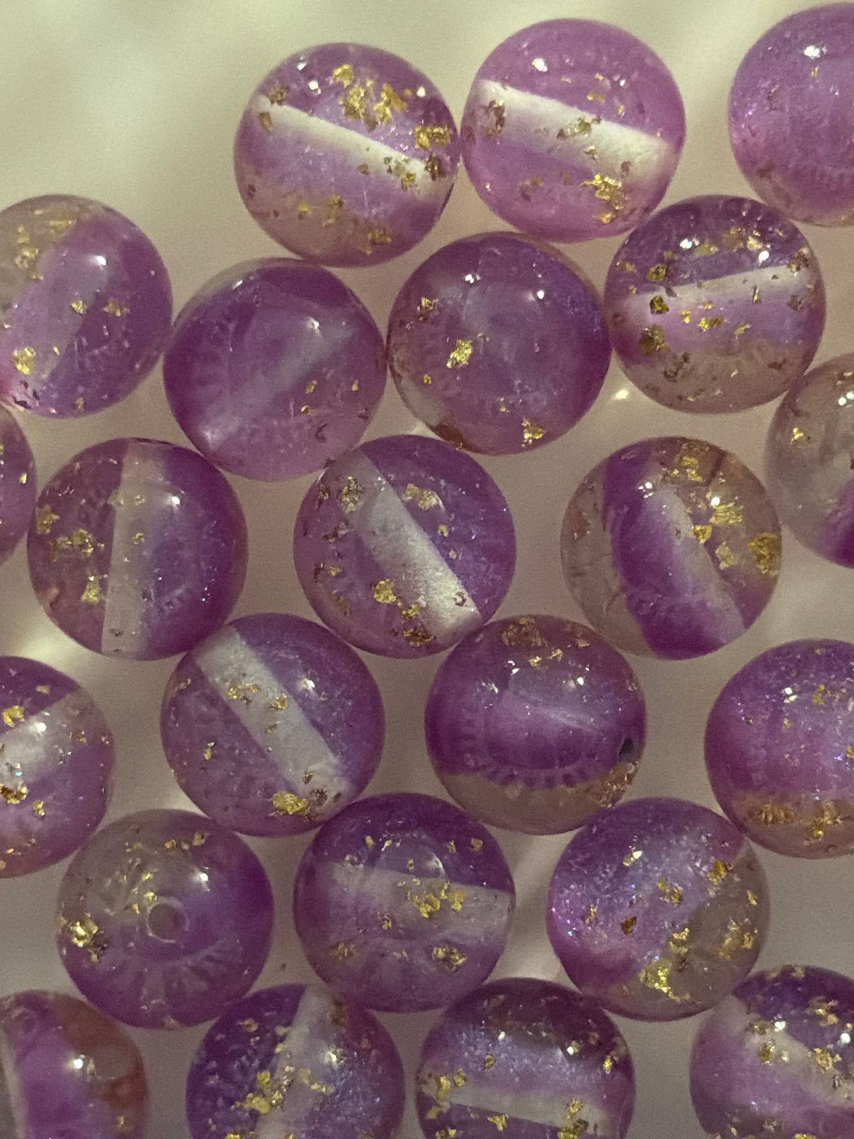 Purple & gold 16acrylic bead #238