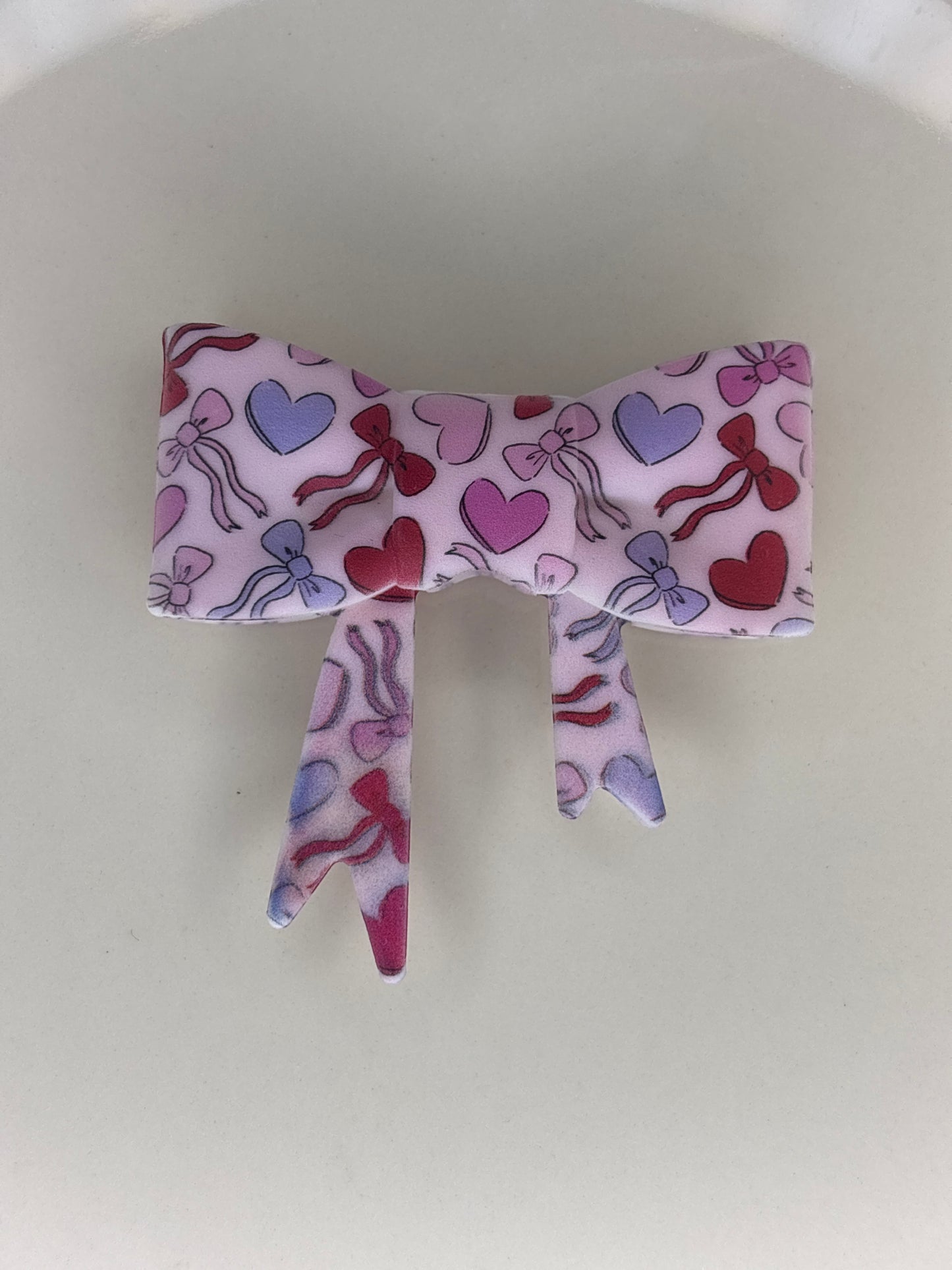 Hearts and bows, pink and red and purple straw topper bow #99