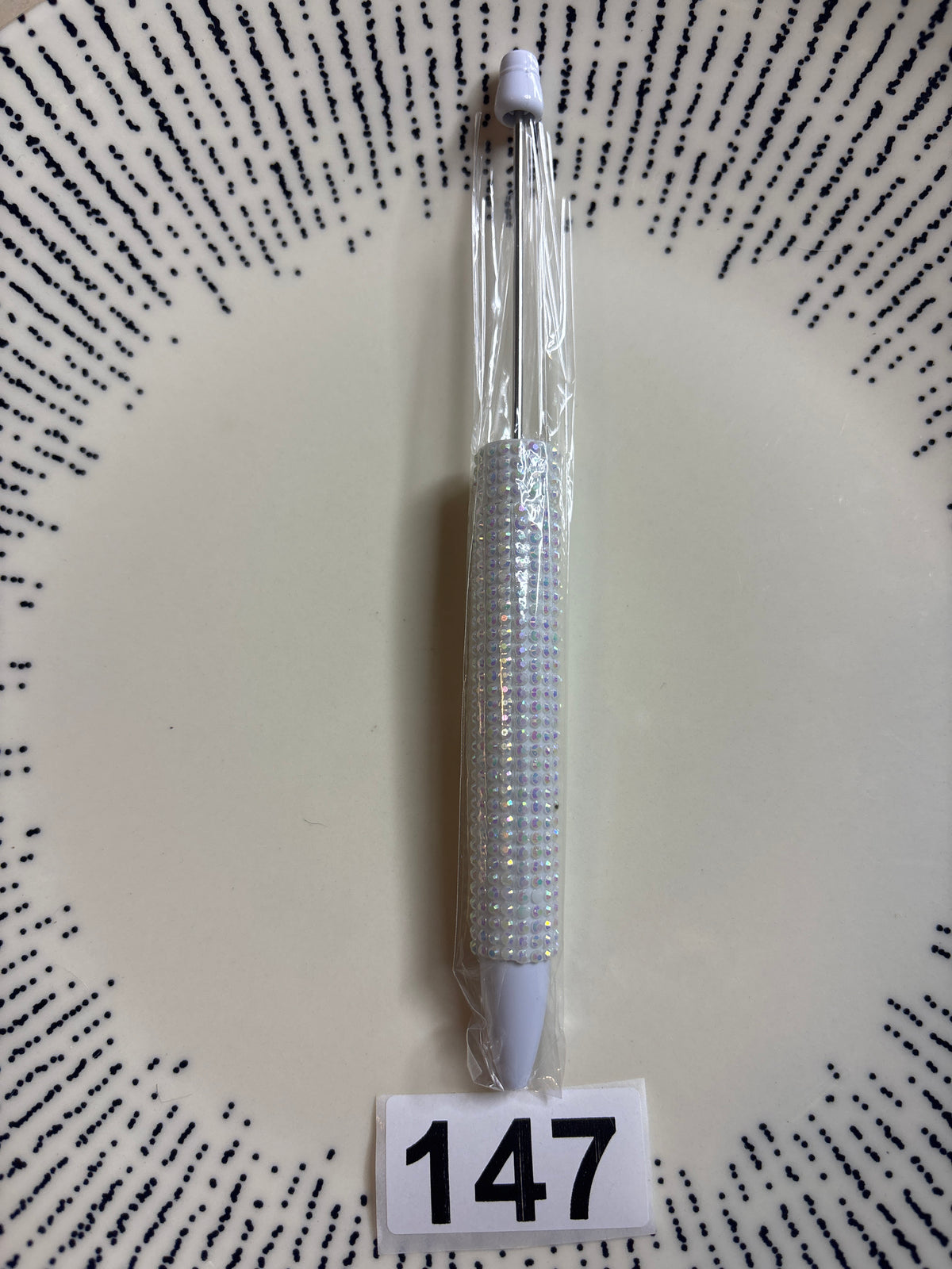 white rhinestone beadable pen #38