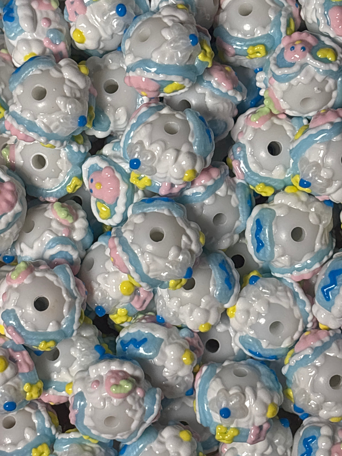 Hand painted acrylic 16 mm bead #59