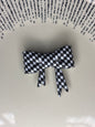 Black and white checker straw topper bow #92