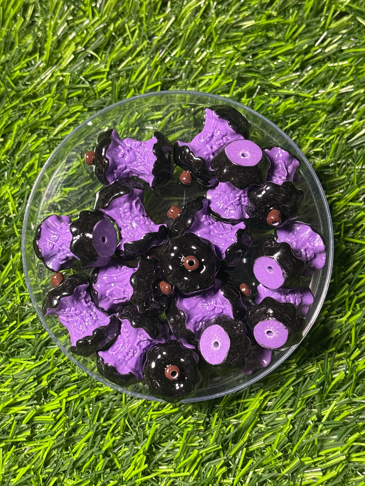 Purple half eating apple Beadable figure #60