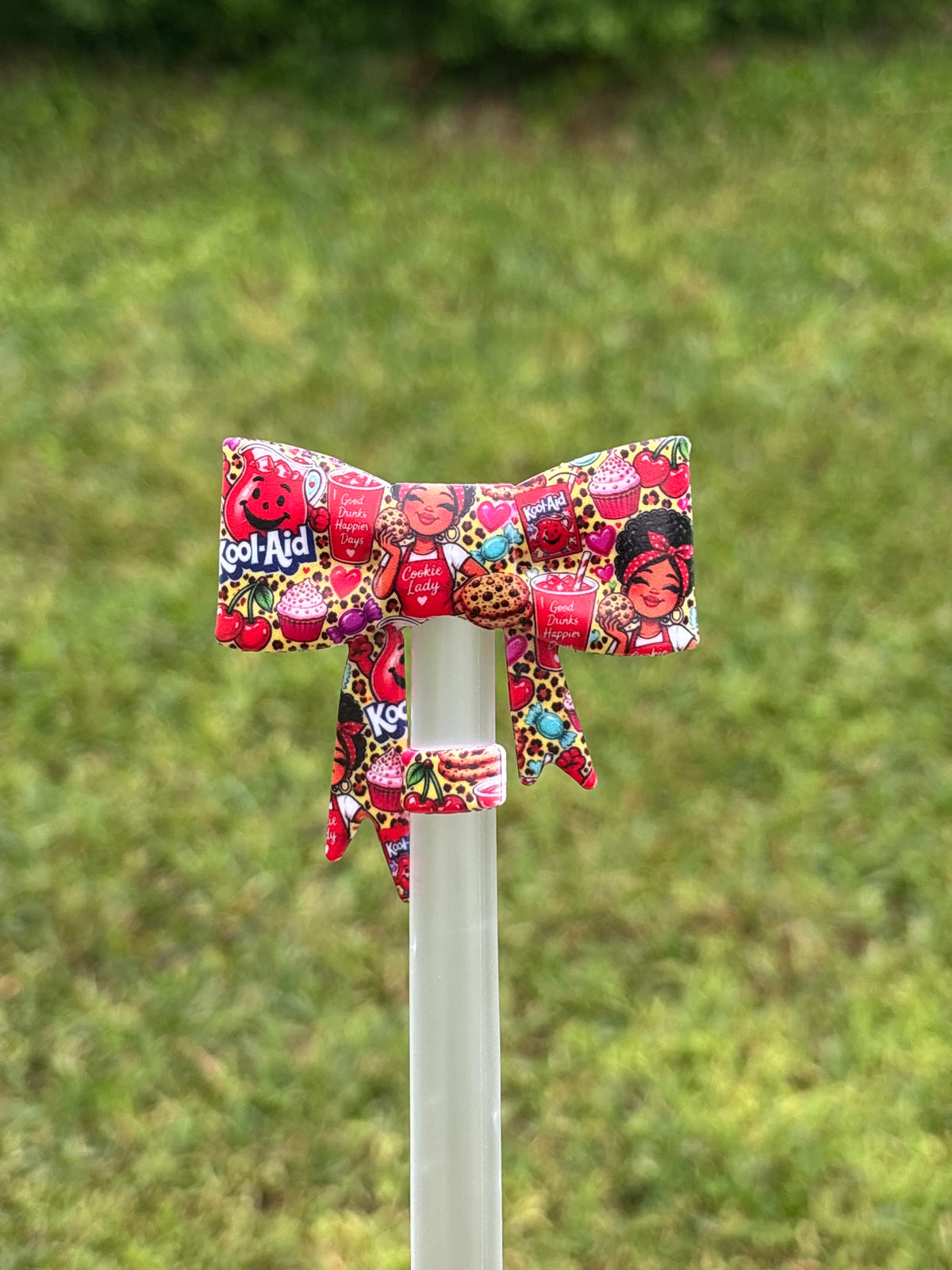 LD exclusive Kool-Aid / cookie lady straw topper bow #6