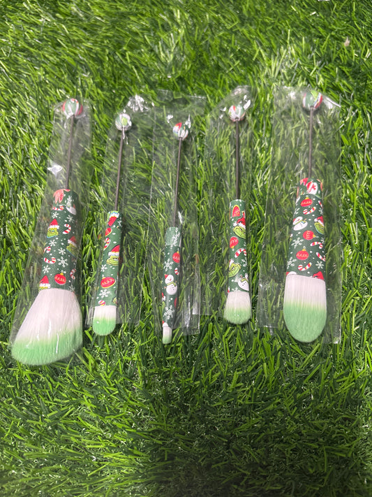 5pc Grinch makeup brush set