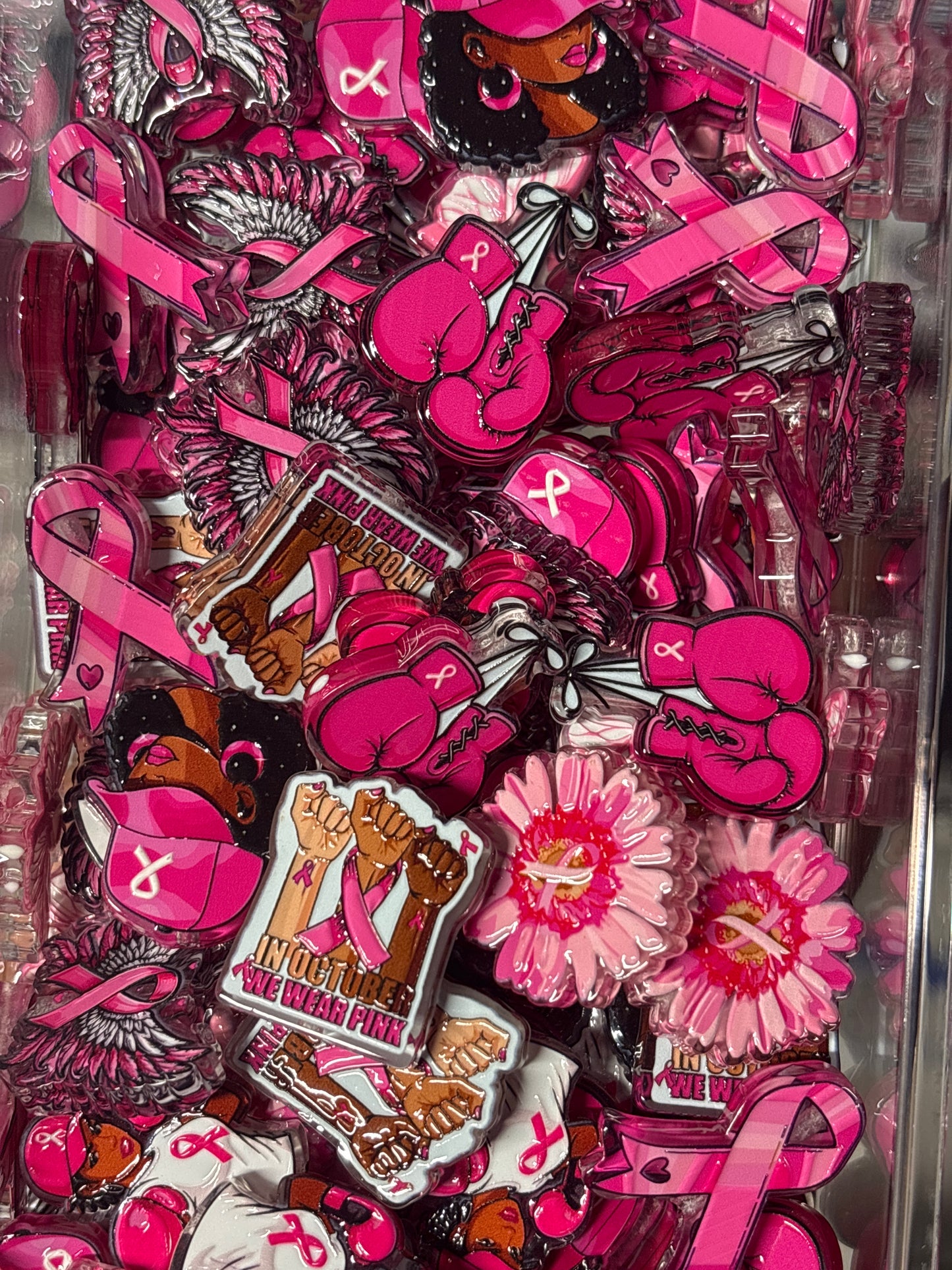 (Random pick) breast cancer awareness acrylic focal #64