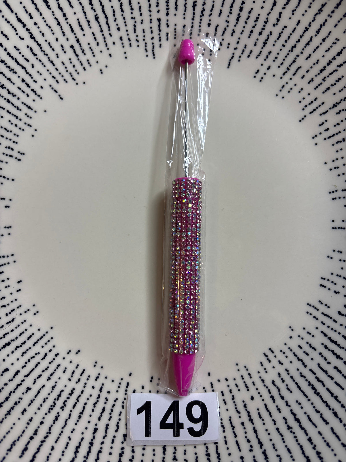 hot pink & sliver rhinestone beadable pen#55