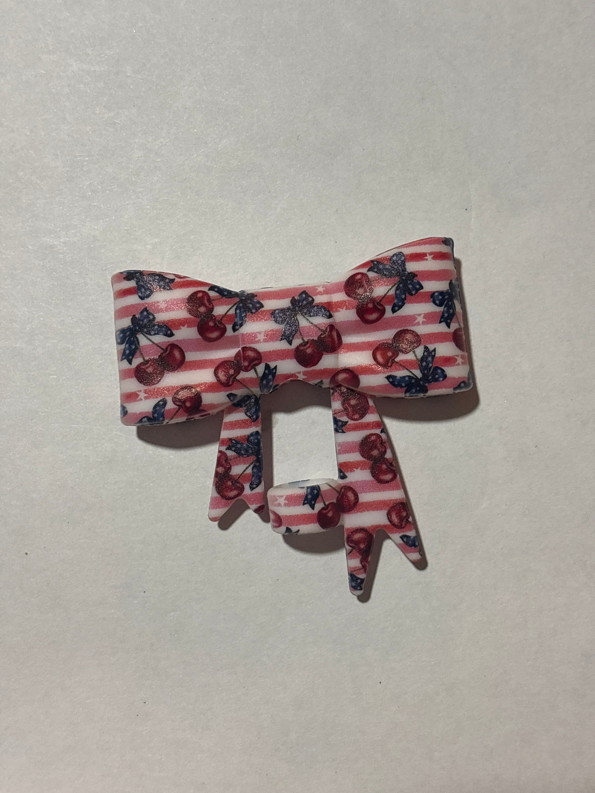 Red and blue cherry silicone bow (B2)
