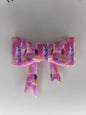 Pink, black and gold  straw topper bow #102