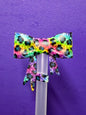 colorful cheetah chestraw topper bow #17