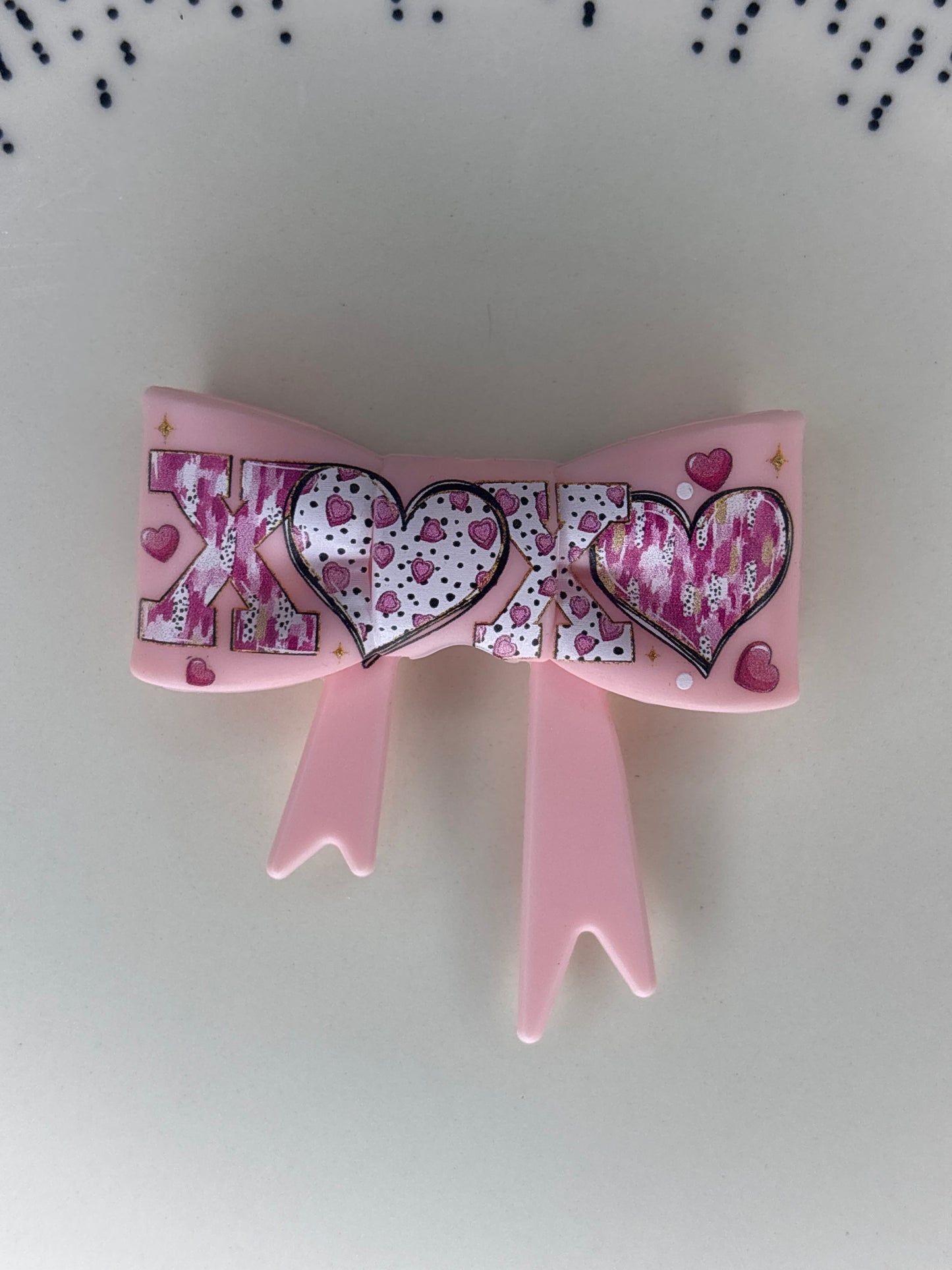 Pink xoxo straw topper bow #109