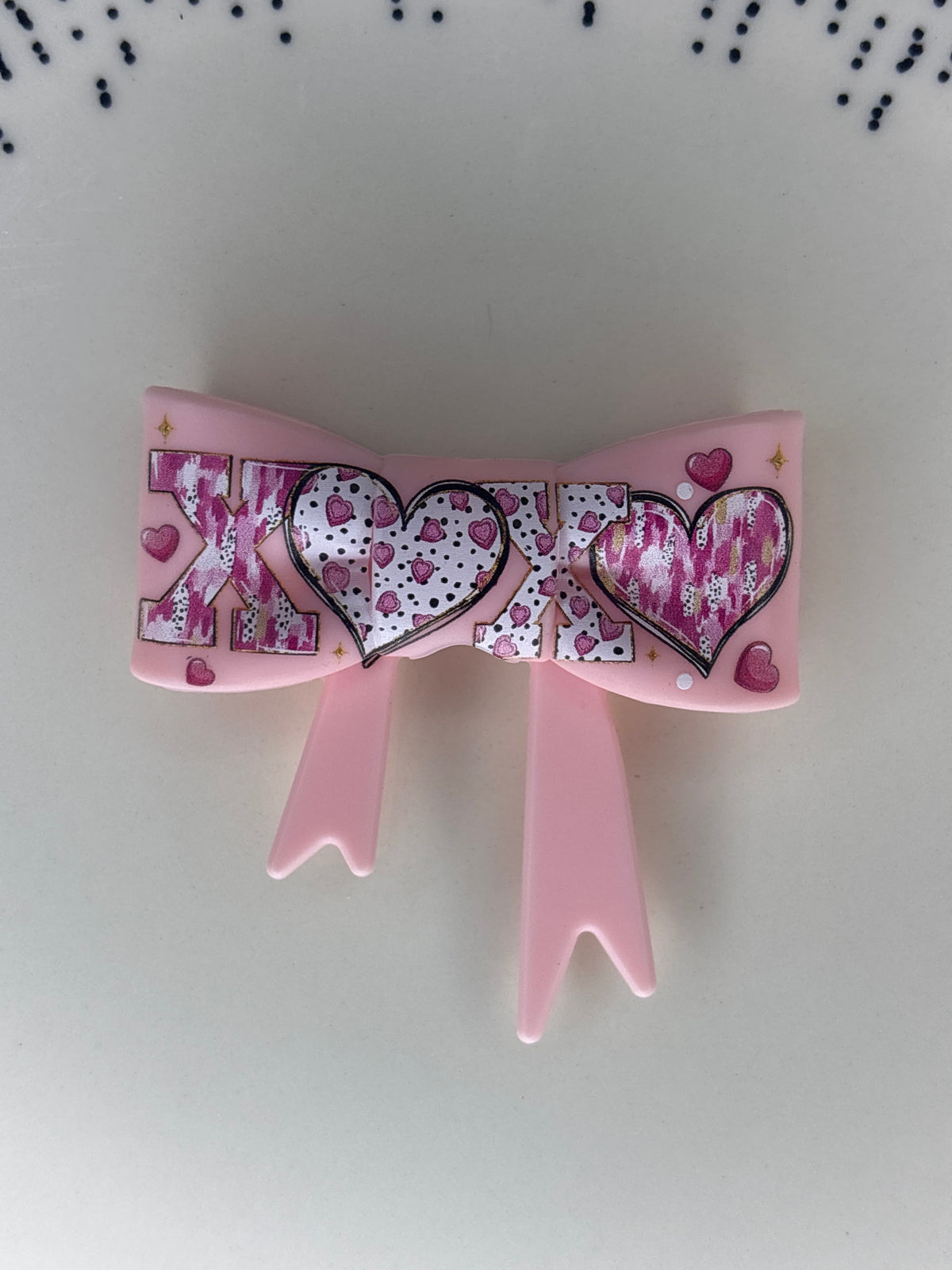 Pink xoxo straw topper bow #109