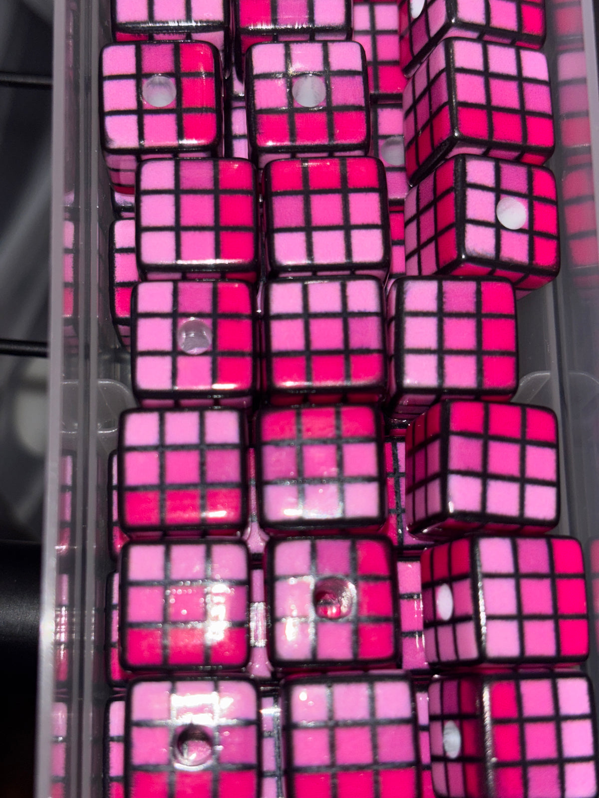 Pink Rubiks cube bead #18