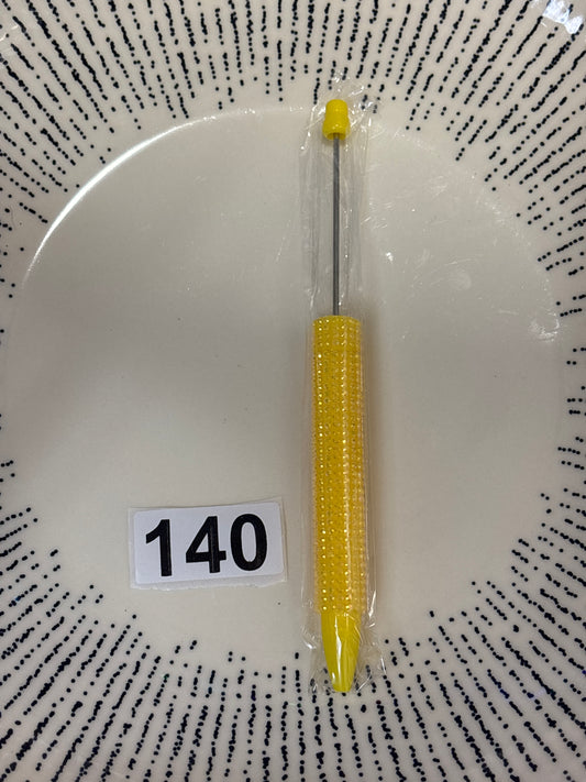 (140) Yellow rhinestone beadable pen