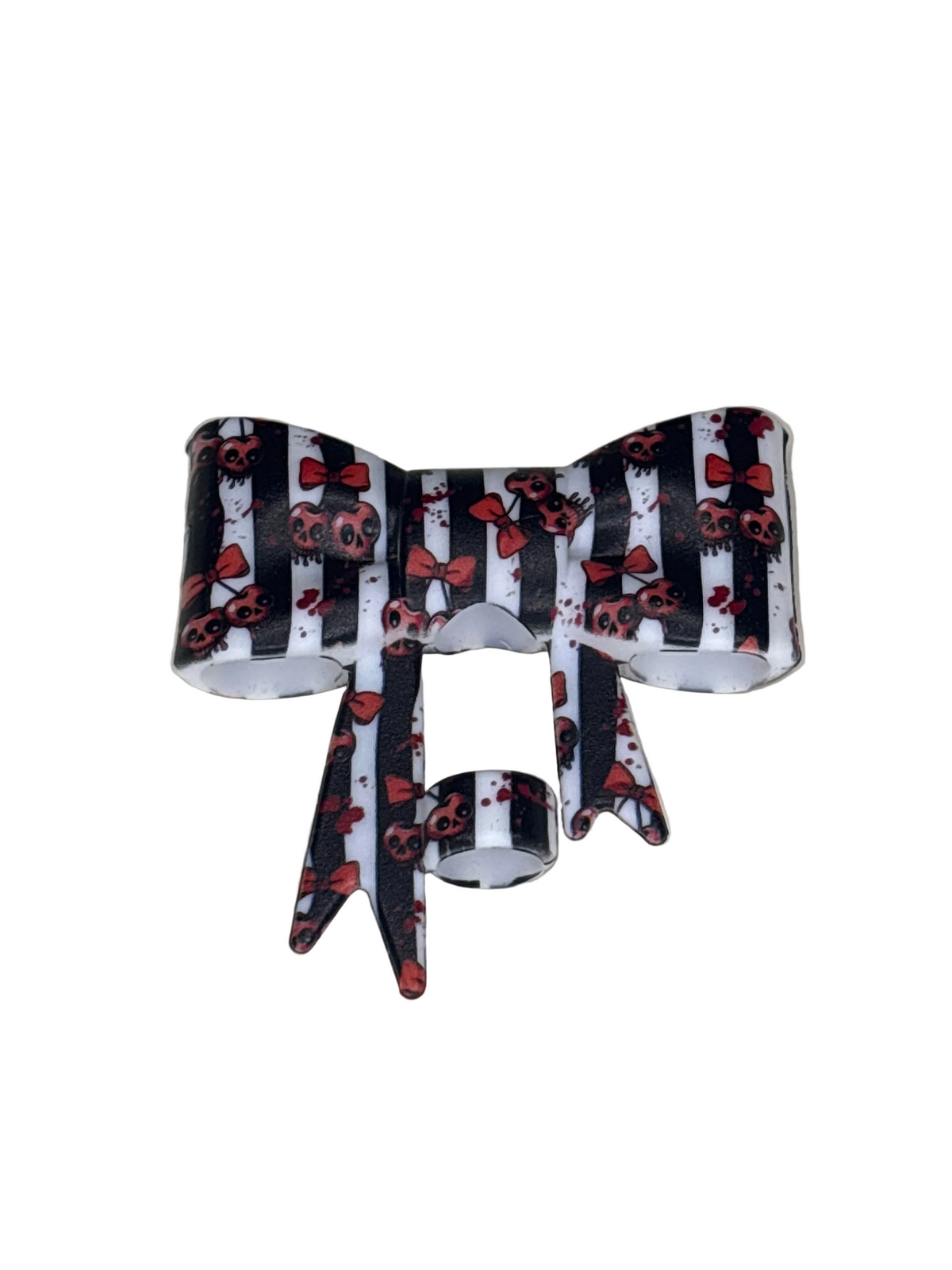Black & Red skull cherry silicone straw topper bow (M)