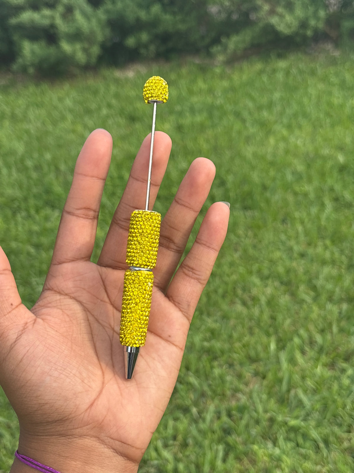Yellow beadable rhinestone pen #61
