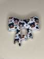 Pumpkin cherries with a black bow silicone straw topper bow #31