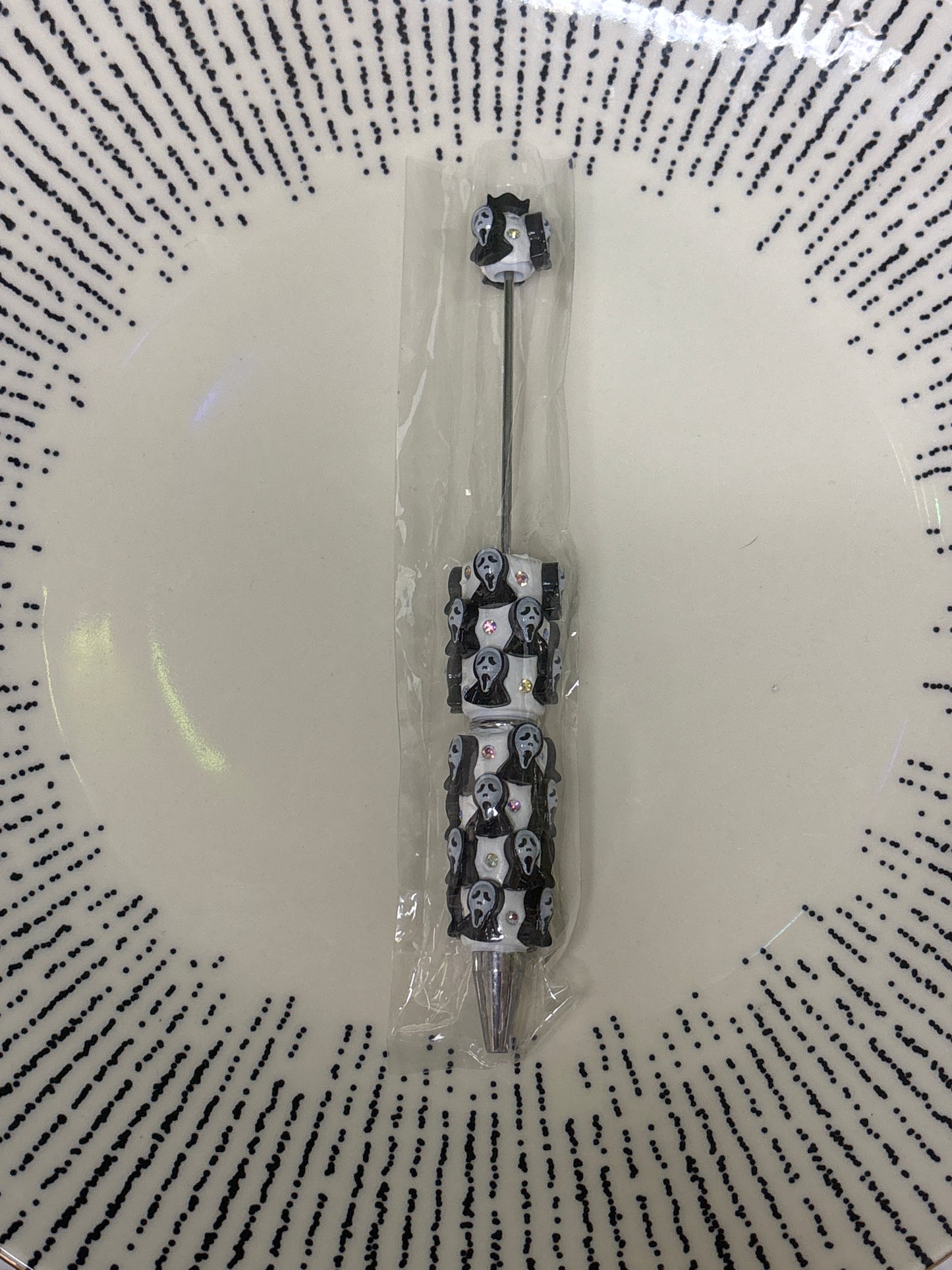 White Ghost face beadable pen