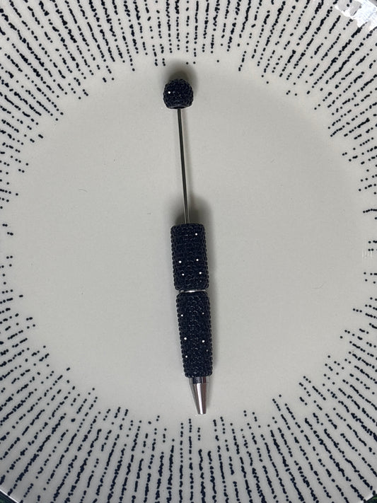Black rhinestone beadable pen
