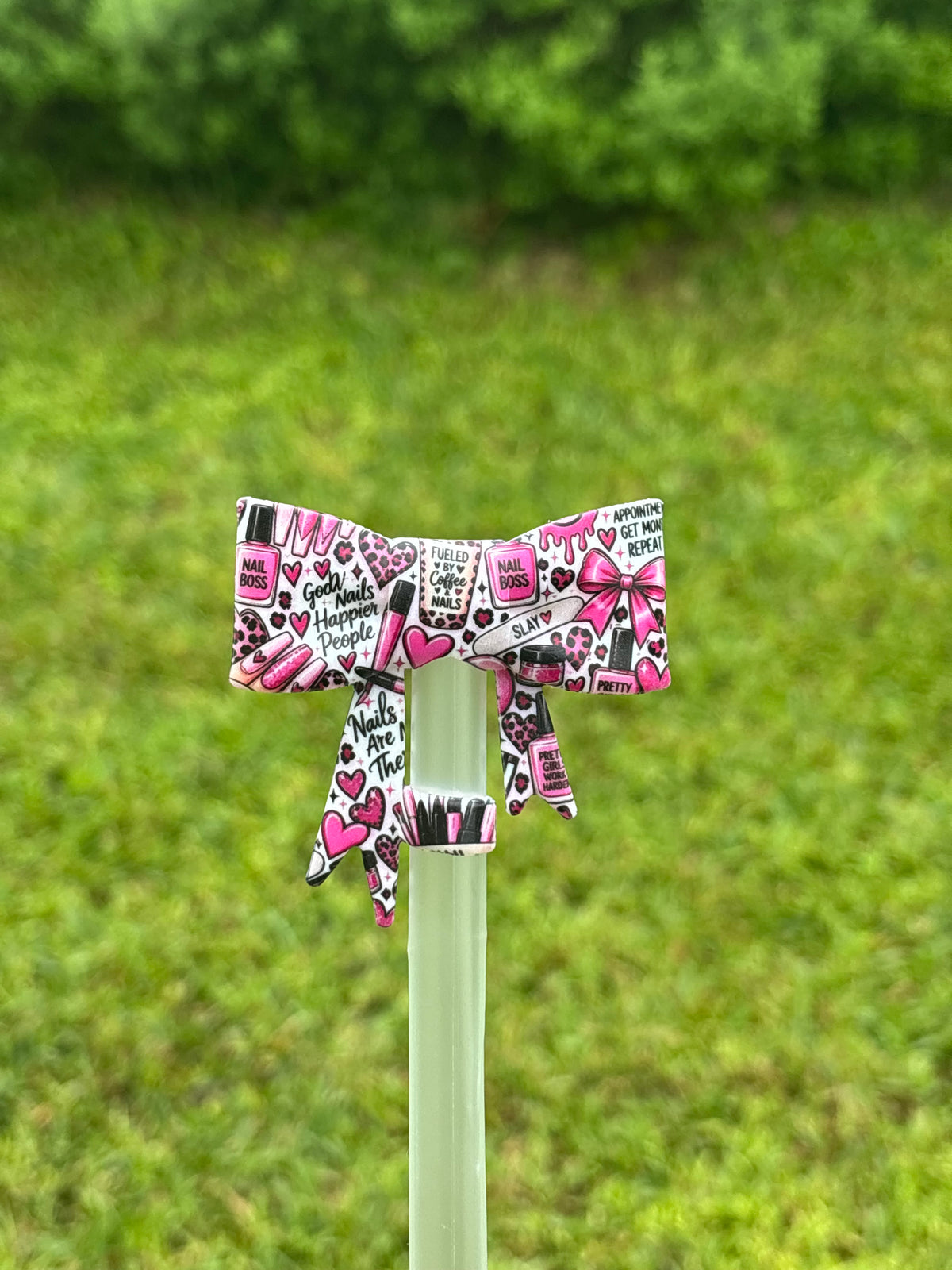 LD exclusive Nail tech straw topper bow #902