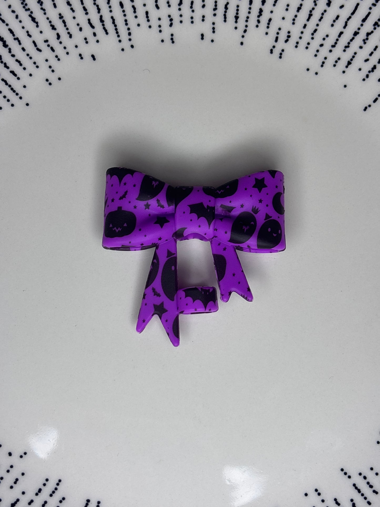 Purple Halloween straw topper bow #82