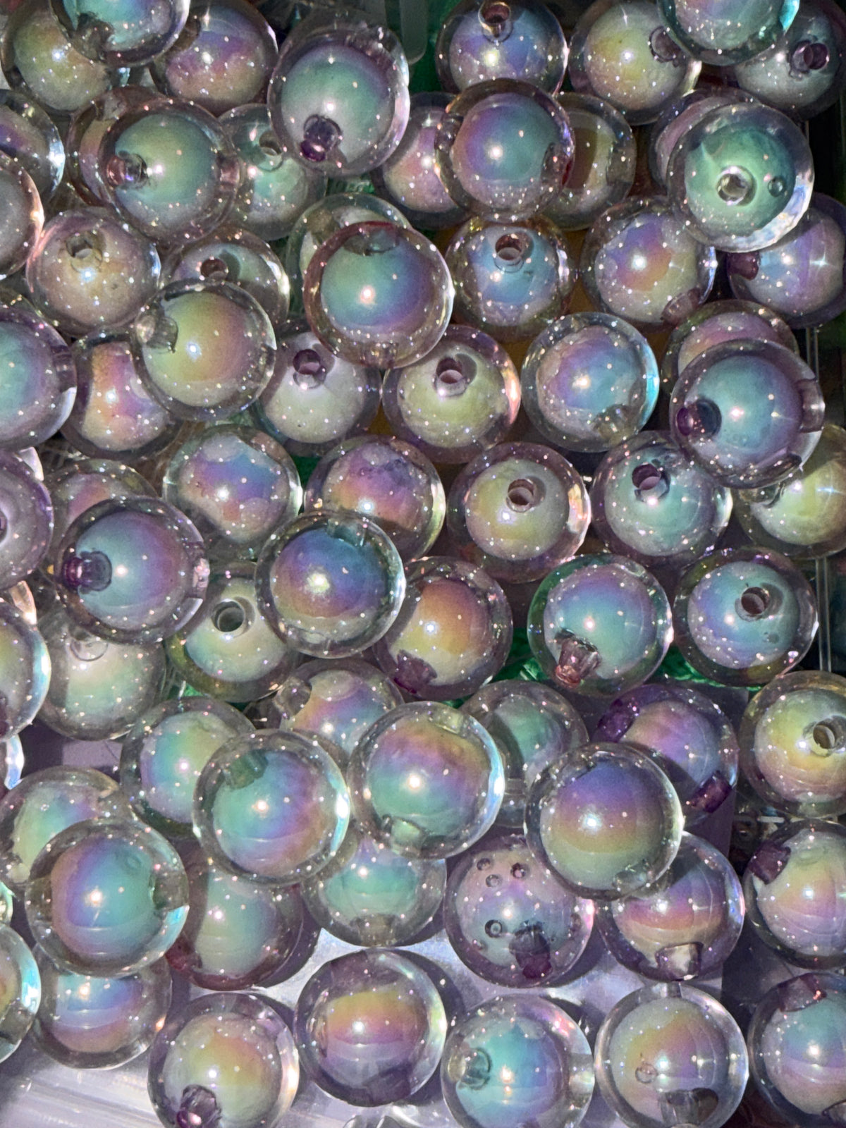 Pink ab clear sparkle 16mm acrylic bead #231