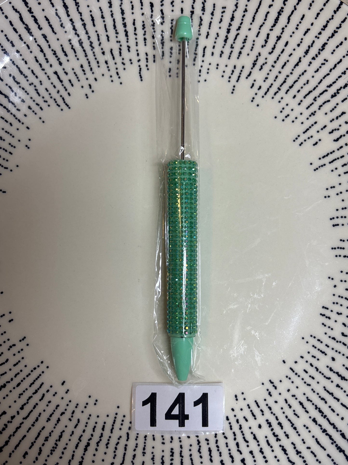 ( 141) mint green beadable rhinestone pen