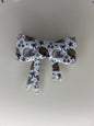 Brown and white football straw topper bow #105