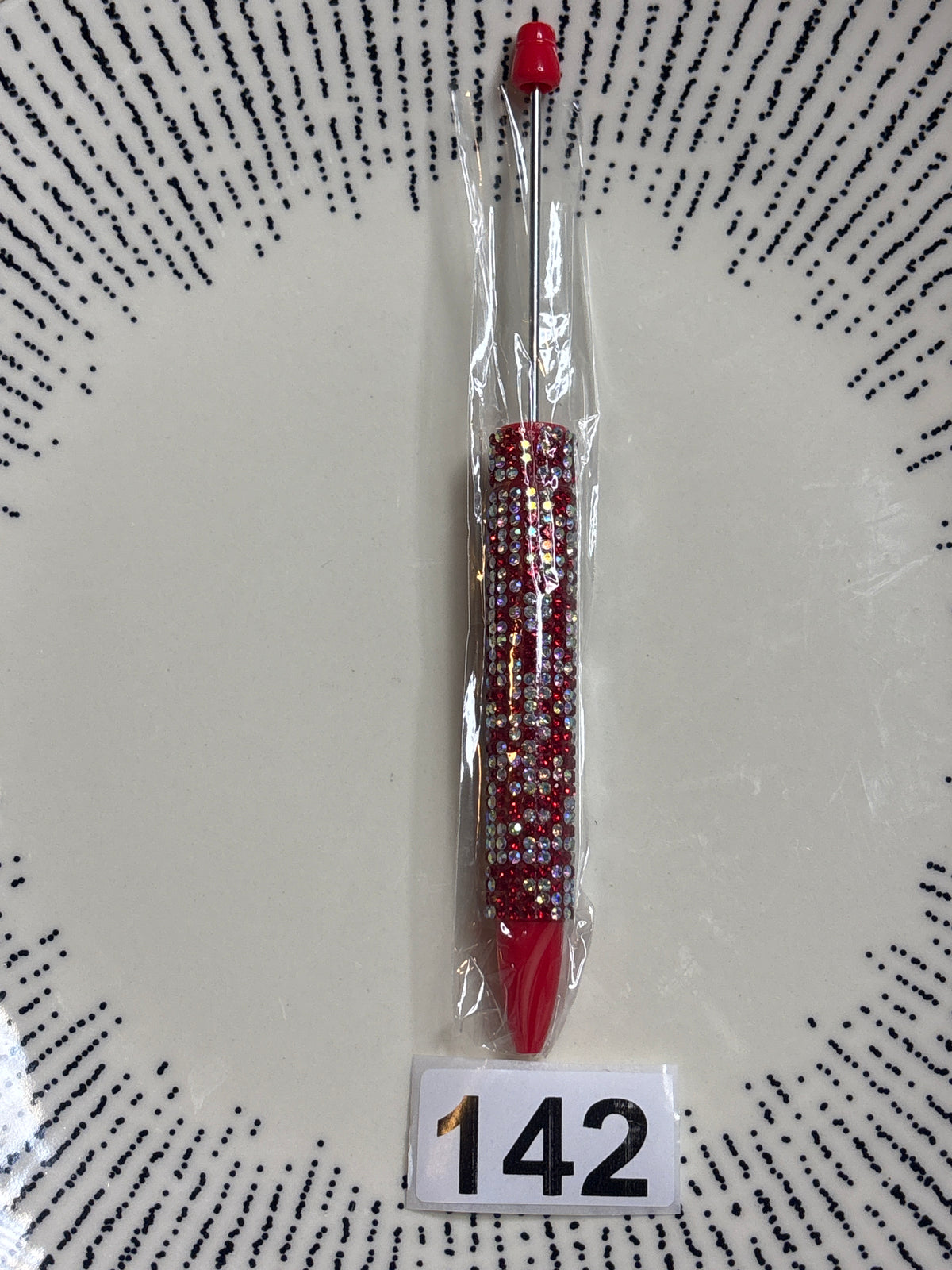 red & silver beadable rhinestone pen#56