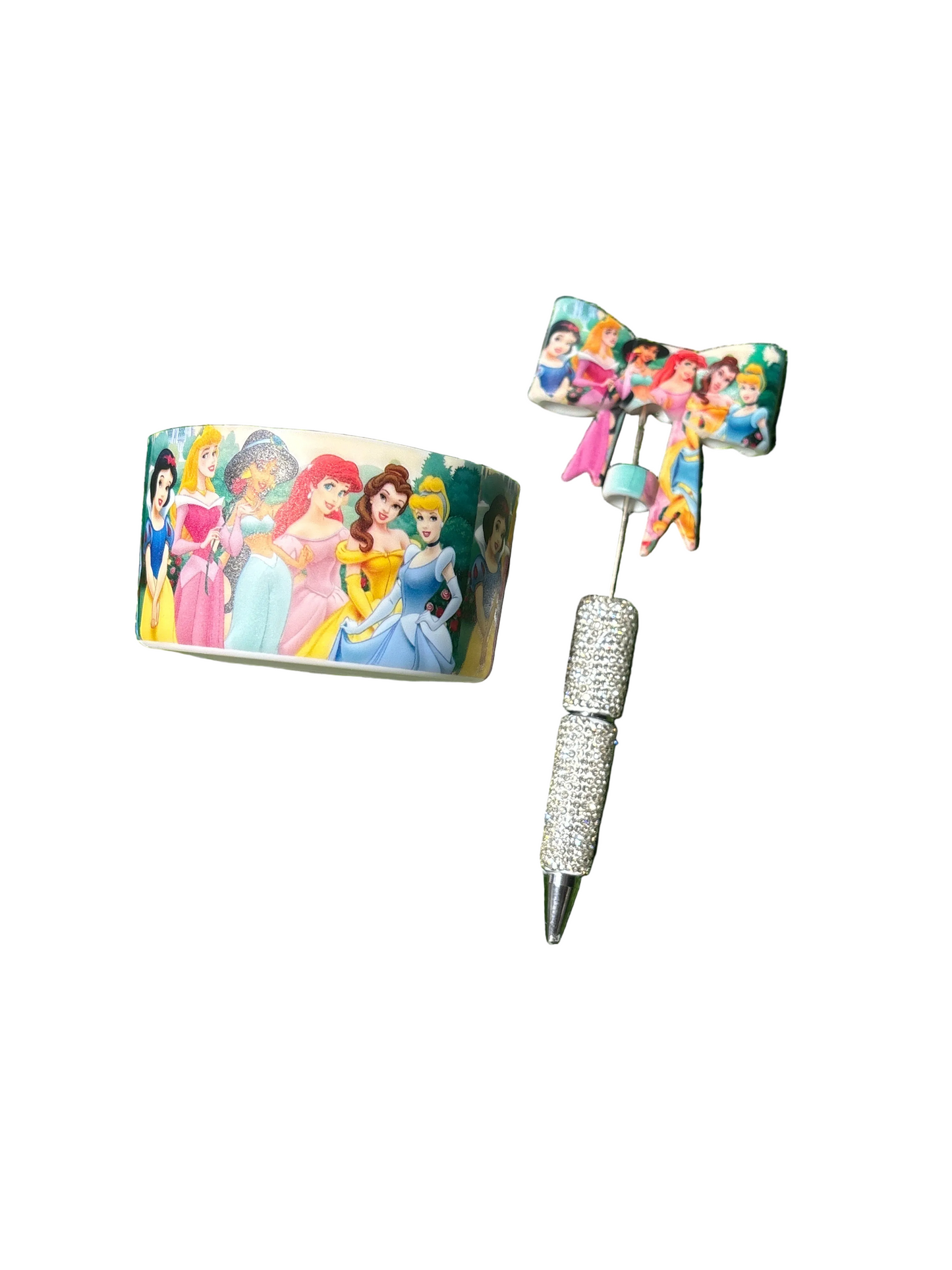 Princess cup boot/ straw topper pen set