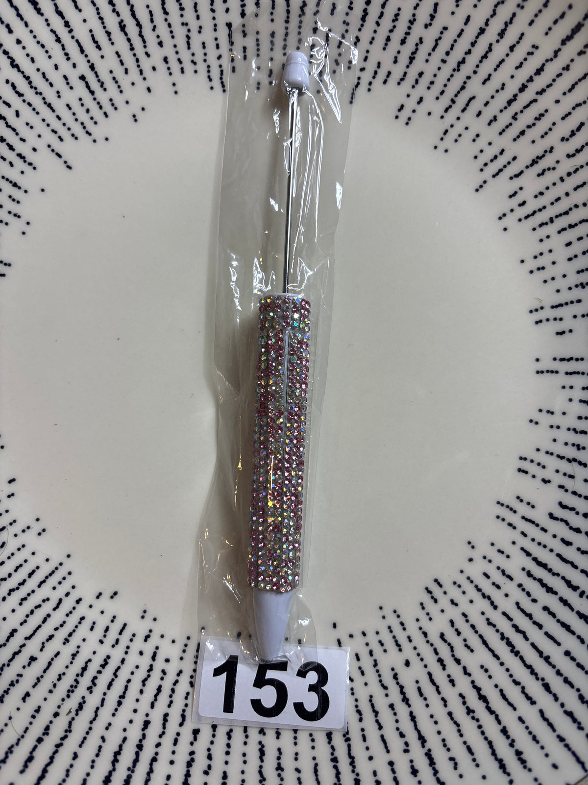 white & pink rhinestone beadable pen#2