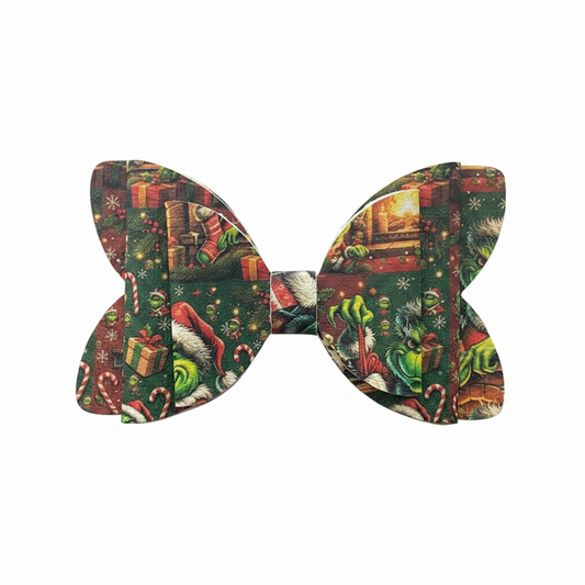 Grinch cloth material fancy bow