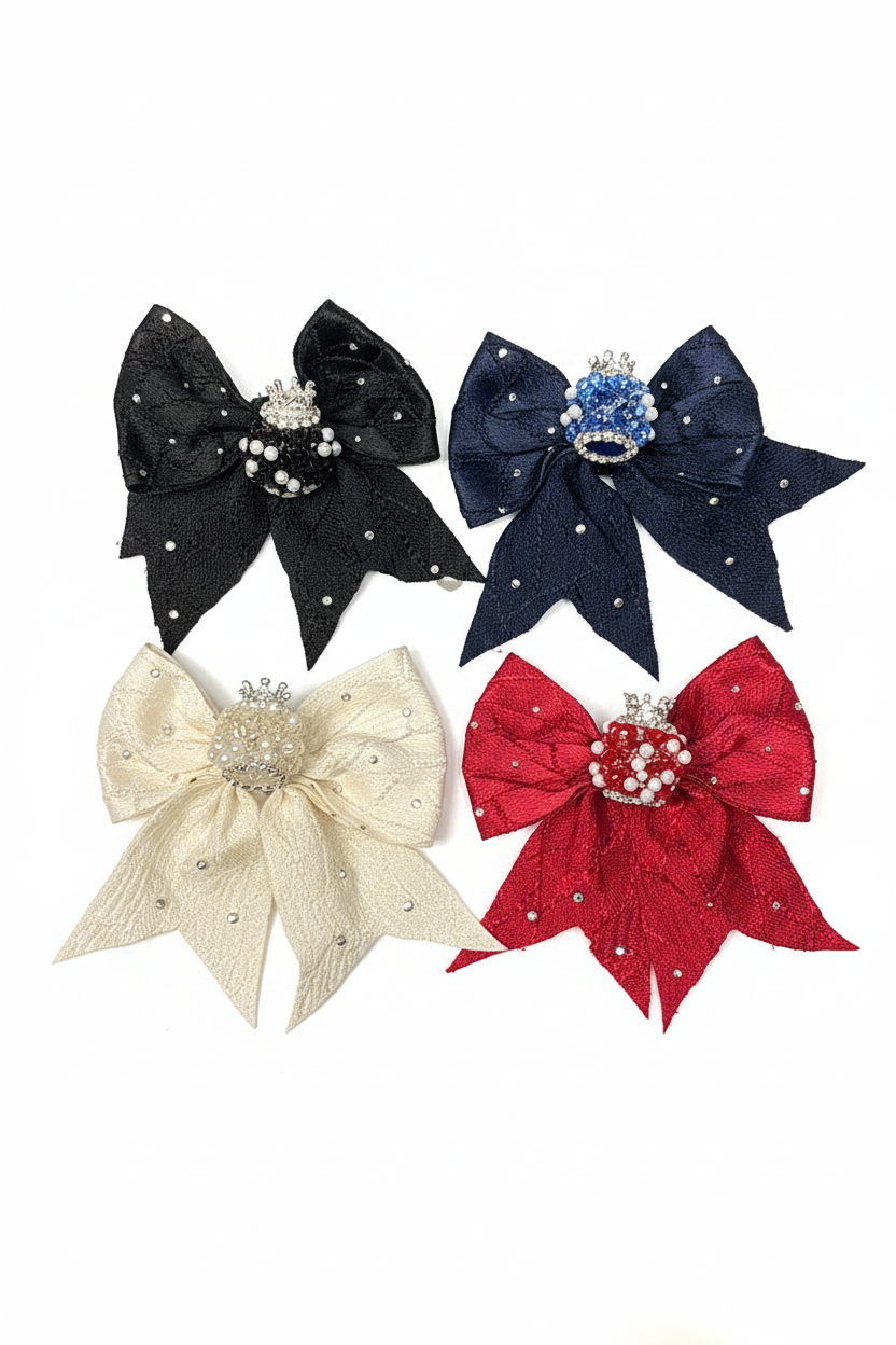 (206) dark colors pearl fancy bow (bead set of 4)