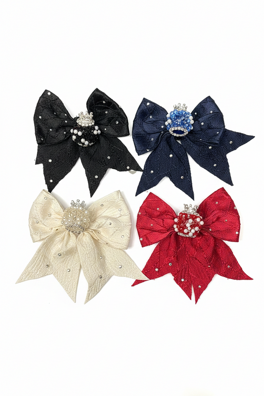 (206) dark colors pearl fancy bow (bead set of 4)
