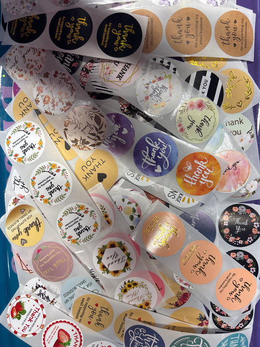 100 thank you stickers