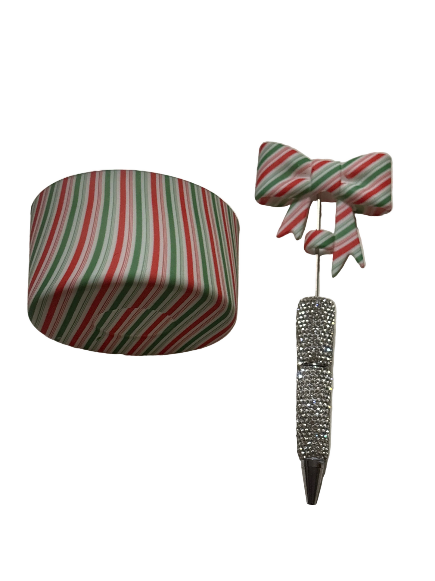 Green red and white Christmas cup boot/ straw topper pen set