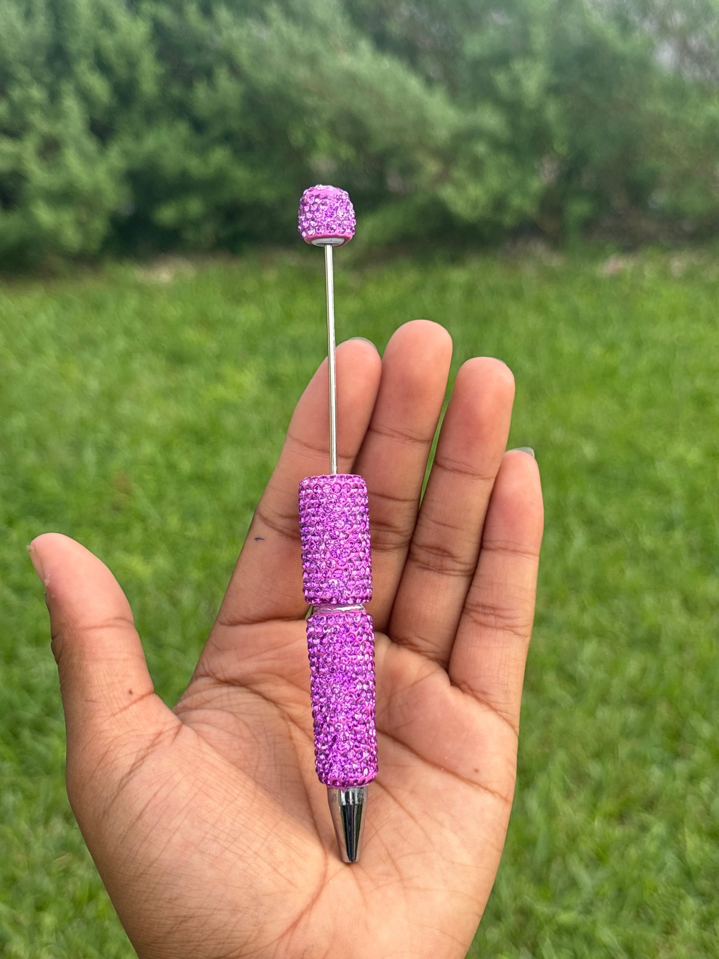 Dark purple beadable rhinestone pen #68