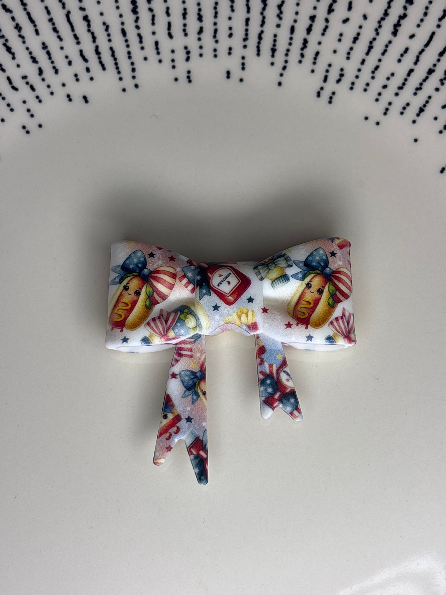 Hot dog with bow straw topper bow #91