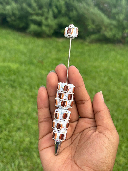 Football clay beadable rhinestone pen #73