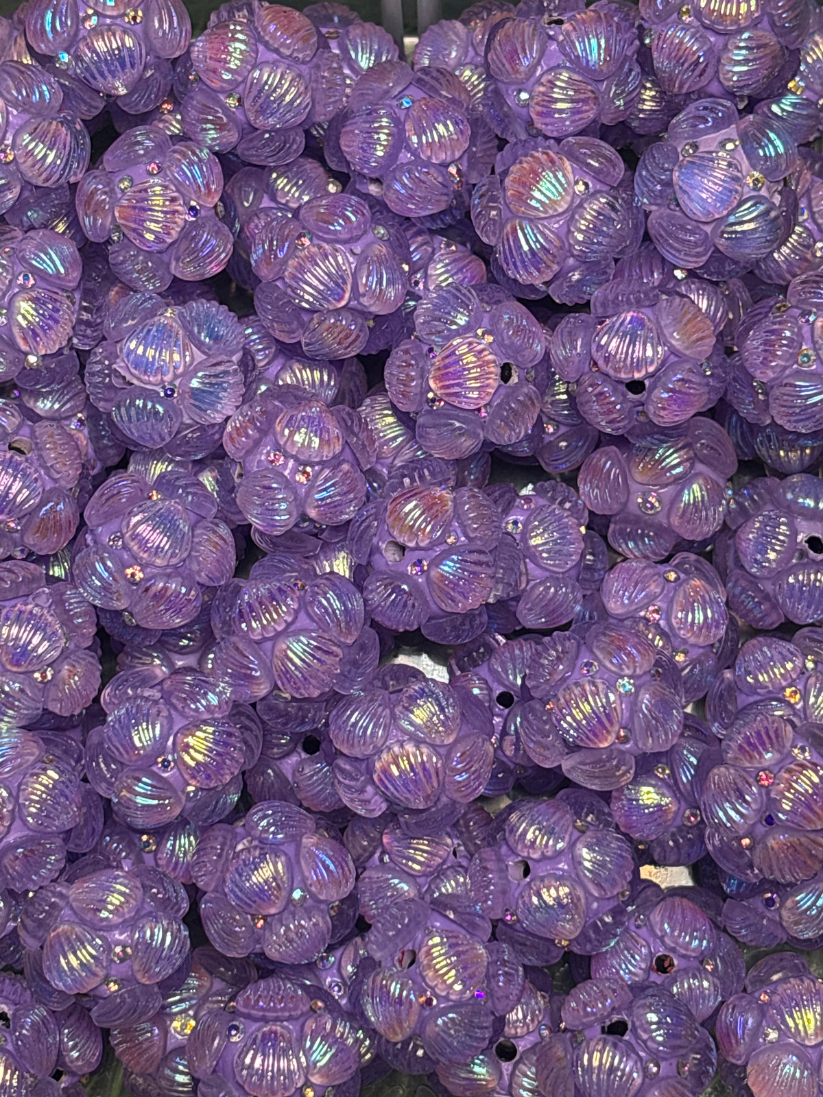Purple fancy Seashell acrylic 16 mm bead #67