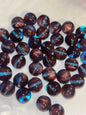 Purple & blue tiger eye marble acrylic bead #25