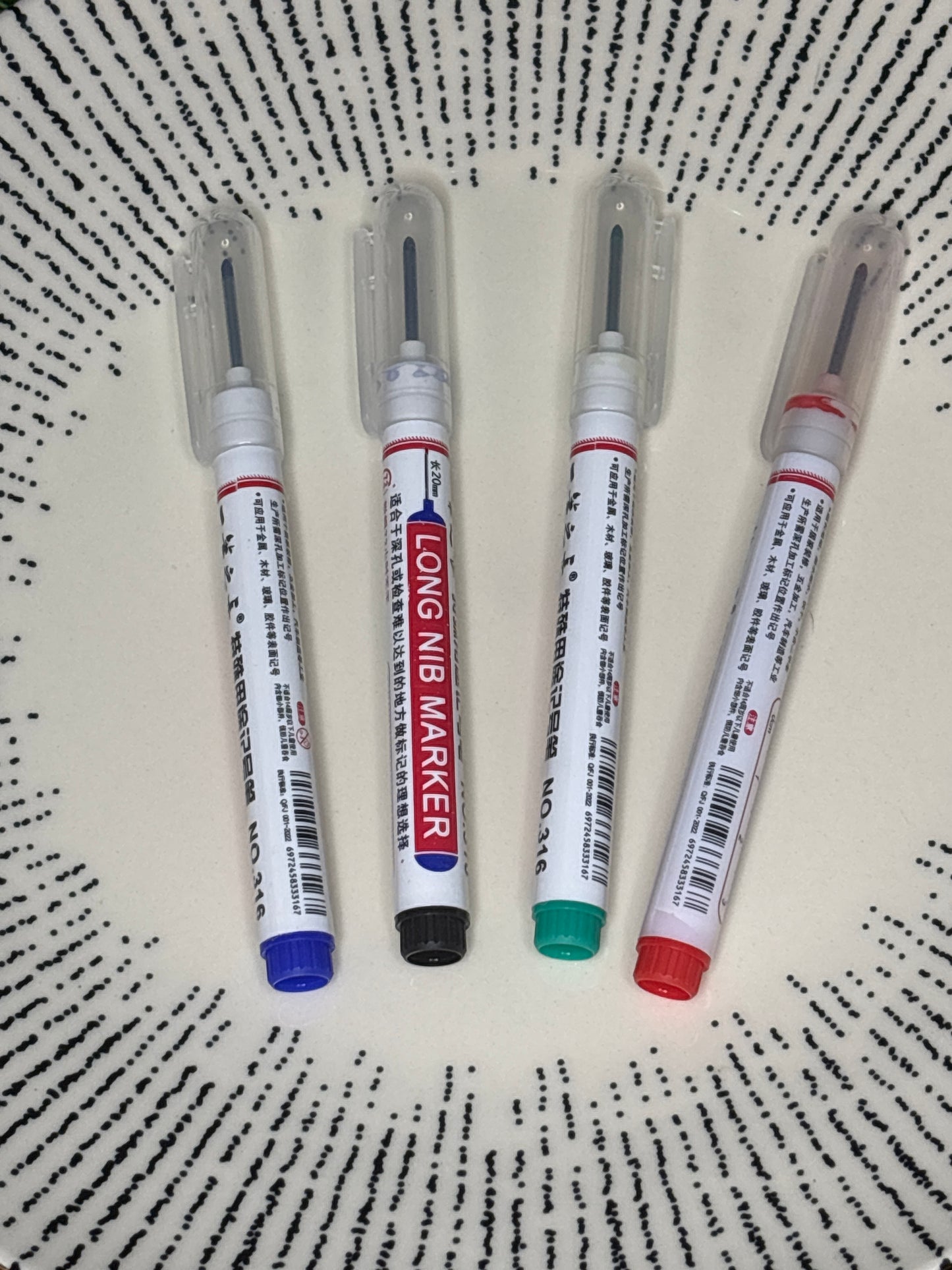 Red, black, green, red, marker set