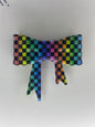 Colorful, checkered straw topper bow #