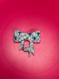 Blue cross & flowers  straw topper bow #84